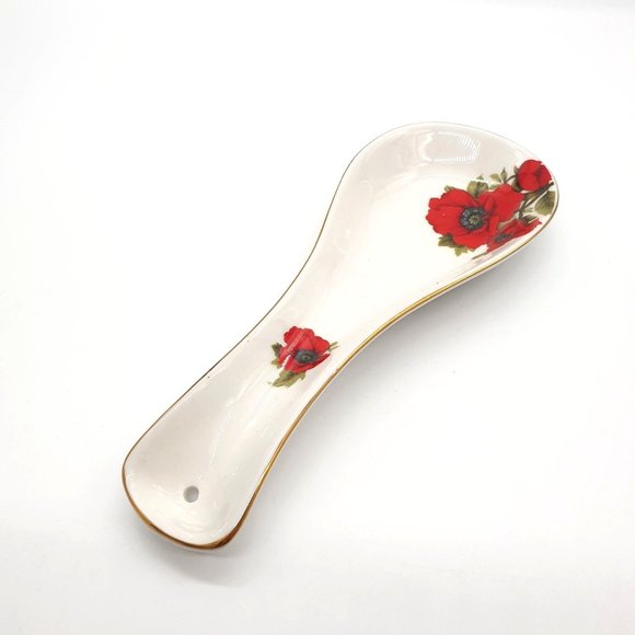 Poppy Pettertree Gracie China Spoon Rest Collection Red Floral Stove Cooking - Picture 2 of 6